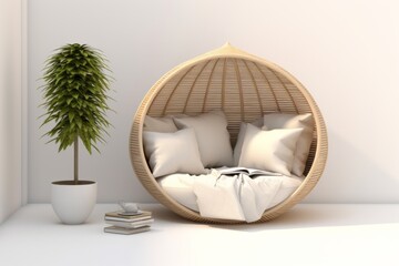 Tranquil Reading Nook, Showcased on an Isolated White Background, Generative AI