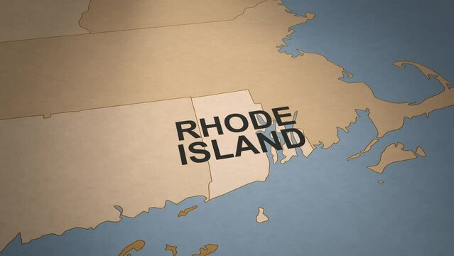 Old Paper Map of Rhode Island