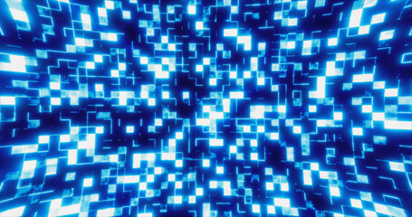Blue energy glowing blocks digital futuristic squares computer bright background