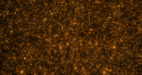 Glowing yellow gold snowflakes snowfall blizzard made of energy abstract particles and light for Christmas and New Year festive abstract background