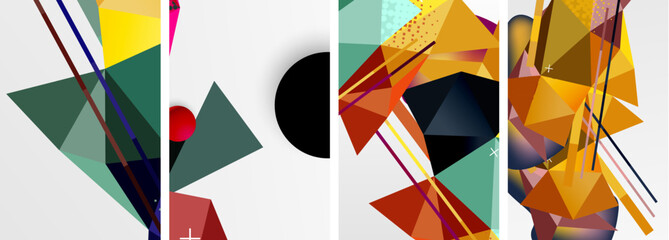 Geometric elements in abstract poster composition set. Vector illustration For Wallpaper, Banner, Background, Card, Book Illustration, landing page