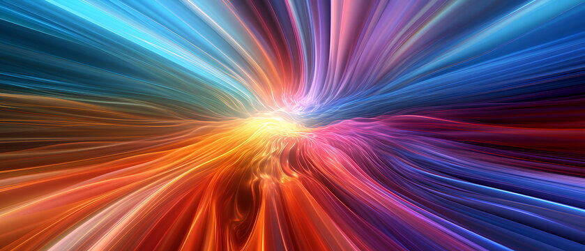 Stunning abstract spectral image. Mesmerizing 3D colorful abstract visualizations gives a feeling of heading towards the future or can be used to capture the audience's attention in a presentation.
