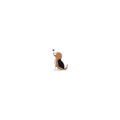 Beagle dog cartoon with a red heart as a symbol of Valentine's Day,love emotion concept.