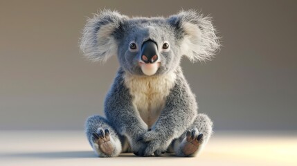 A koala contorts its body into a hilarious camel pose with its fluffy ears flopping in opposite directions.