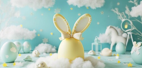 Fototapeta premium easter bunny and easter eggs