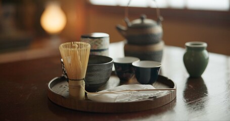 Tea cup, ceremony and Japanese tradition with matcha and green brew for healing and detox practise....