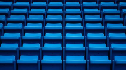 stadium seat rows blue seats, in the style of simplicity