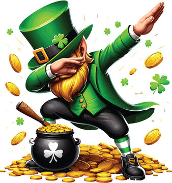 St Patricks man dabbing vector