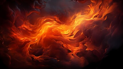 A captivating burst of fiery red and orange flames - obrazy, fototapety, plakaty