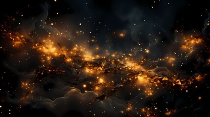 A captivating burst of golden sparks against a deep black night sky - obrazy, fototapety, plakaty