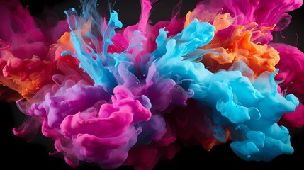 Obraz premium A captivating burst of vibrant magenta and cyan paint splatters