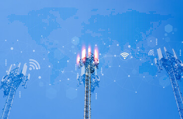 Connectivity, communication, and financial exchange with global network cloud data internet technology. Using wireless data with high-speed technology for economic and scientific development