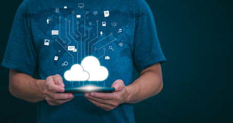 Connectivity, communication, and financial exchange with global network cloud data internet technology. Using wireless data with high-speed technology for economic and scientific development