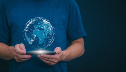 Connectivity, communication, and financial exchange with global network cloud data internet technology. Using wireless data with high-speed technology for economic and scientific development