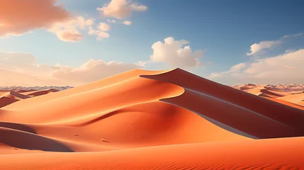 Papier Peint photo Lavable Orange A captivating golden yellow desert landscape with towering sand dunes