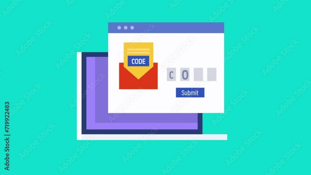 Poster email verification secure otp authentication, cyber security conceptual video animation 2d clip.