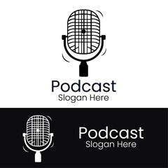 Podcast logo icon design vector template microphone symbols