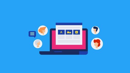 Content marketing and audience engagement, conceptual blog social media video animation 2d clip.