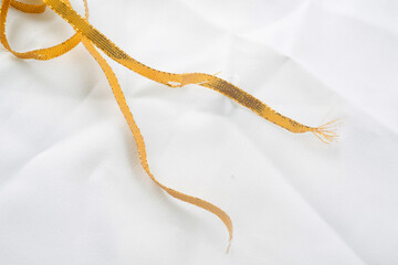 Silk ribbons on a white table
