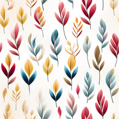 Seamless pattern : Stylized Leaf Motifs in Pastel Tones

