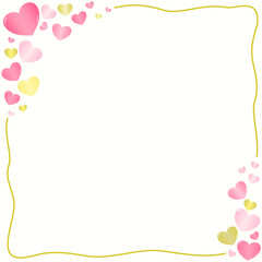 Vector - Sweet heart pink and yellow border or frame. Copy space. Wedding, Valentine. 