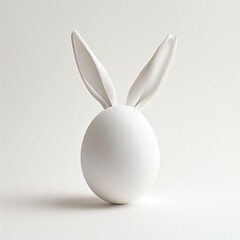 white easter egg with bunny ears on white background
