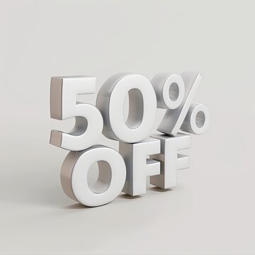 3D word "50% OFF".