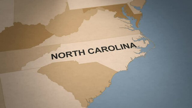 Old Paper Map of North Carolina