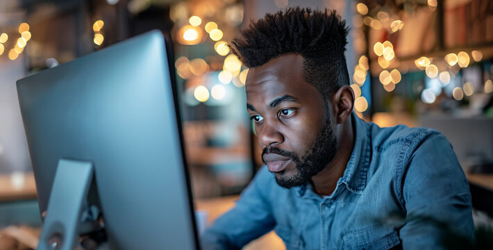 person using computer, person working on laptop, person using laptop, A man using a search engine on a computer