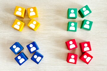 人をグループやチームにわけるイメージ