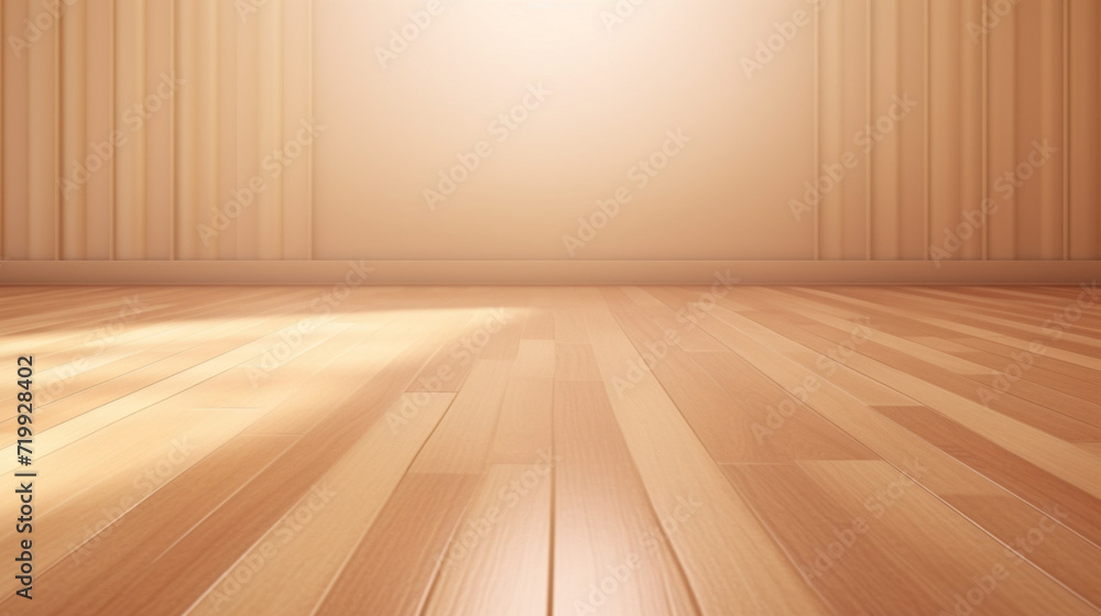 Poster wood table background texture. empty space for display product. parquet floor with generative ai.