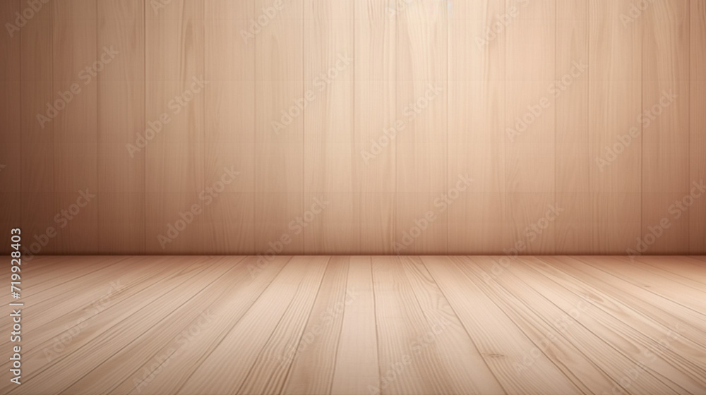 Poster wood table background texture. empty space for display product. parquet floor with generative ai.