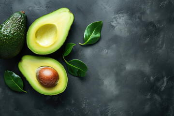 Healthy food clean eating selection avocado on black concrete background