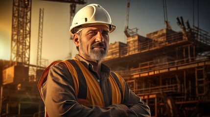 Construction Engineer at Work. Generative AI.