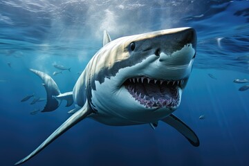 Great white shark, Great White Shark in blue ocean. Underwater photography, shark in the sea, Great...