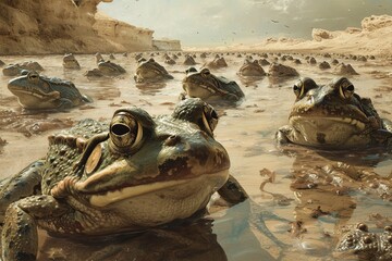 Plague of frogs in Egypt, Bible story.