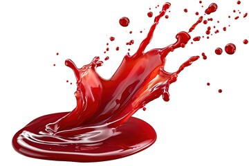 Red splash of ketchup on white background. 