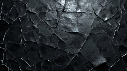 Black abstract surface with intricate cracked texture.