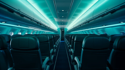 Naklejka premium Seats and aisles on an airplane, empty