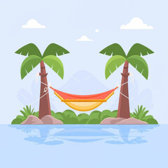 Hammock Vector Design with Tree and sand