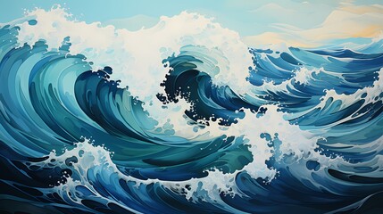 A close-up shot of the mesmerizing cobalt blue ocean, capturing the intricate patterns formed by the waves