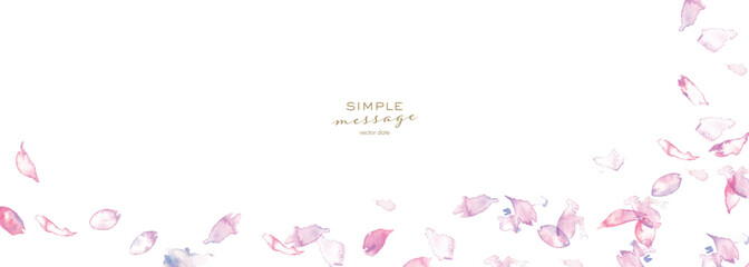 水彩画。桜が舞う水彩イラスト。春の桜ベクターイラスト。桜舞うピンクの和イメージ。Watercolor painting. Watercolor illustration of dancing cherry blossoms. Spring cherry blossom vector illustration. Japanese image of pink dancing cherry blosso