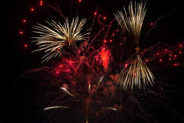 New Year's fireworks. Selective focus.