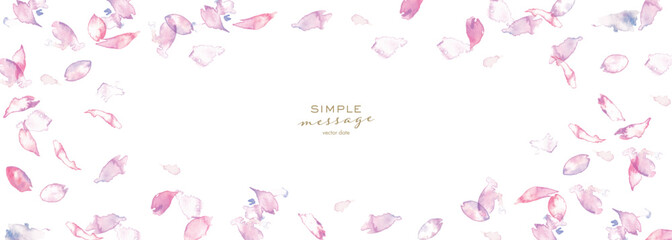 水彩画。桜が舞う水彩イラスト。春の桜ベクターイラスト。桜舞うピンクの和イメージ。Watercolor painting. Watercolor illustration of dancing cherry blossoms. Spring cherry blossom vector illustration. Japanese image of pink dancing cherry blosso