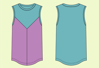 Ladies' and Girls' Workout Activewear Tank Top - Gym and Sports Vector Flat Sketch