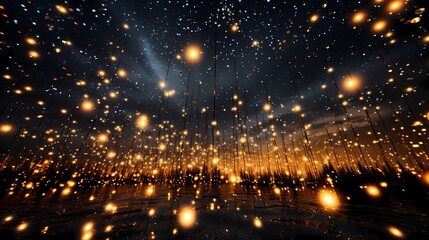 Fototapeta na wymiar A breathtaking burst of golden fireworks against a midnight black sky