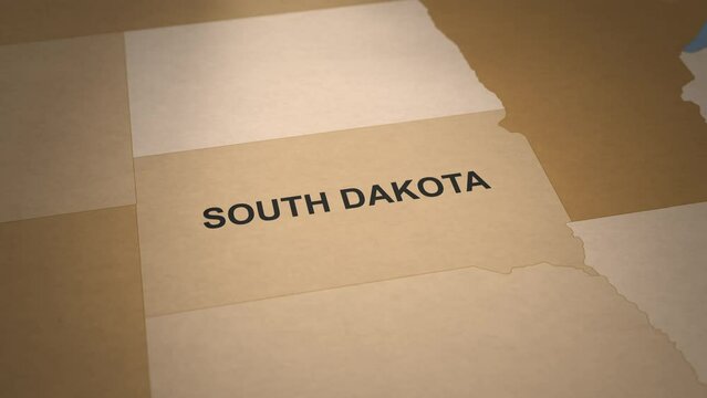 Old Paper Map of South Dakota