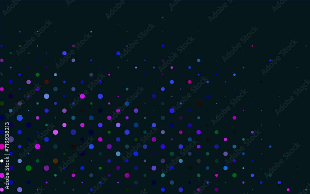 Poster Light Multicolor, Rainbow vector texture with disks. Glitter abstract illustration with blurred drops of rain. Pattern of water, rain drops.
