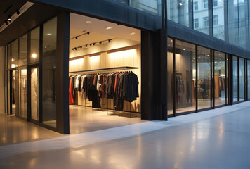 Modern Store Entrance with Blank Signboard for Your Design