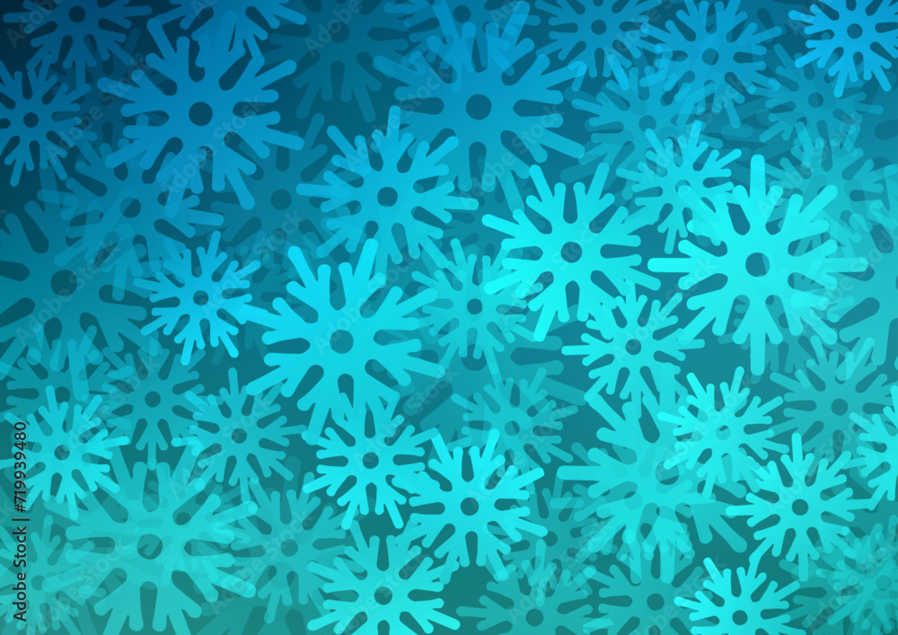 Poster light blue vector texture with colored snowflakes. shining colored illustration with snow in christm